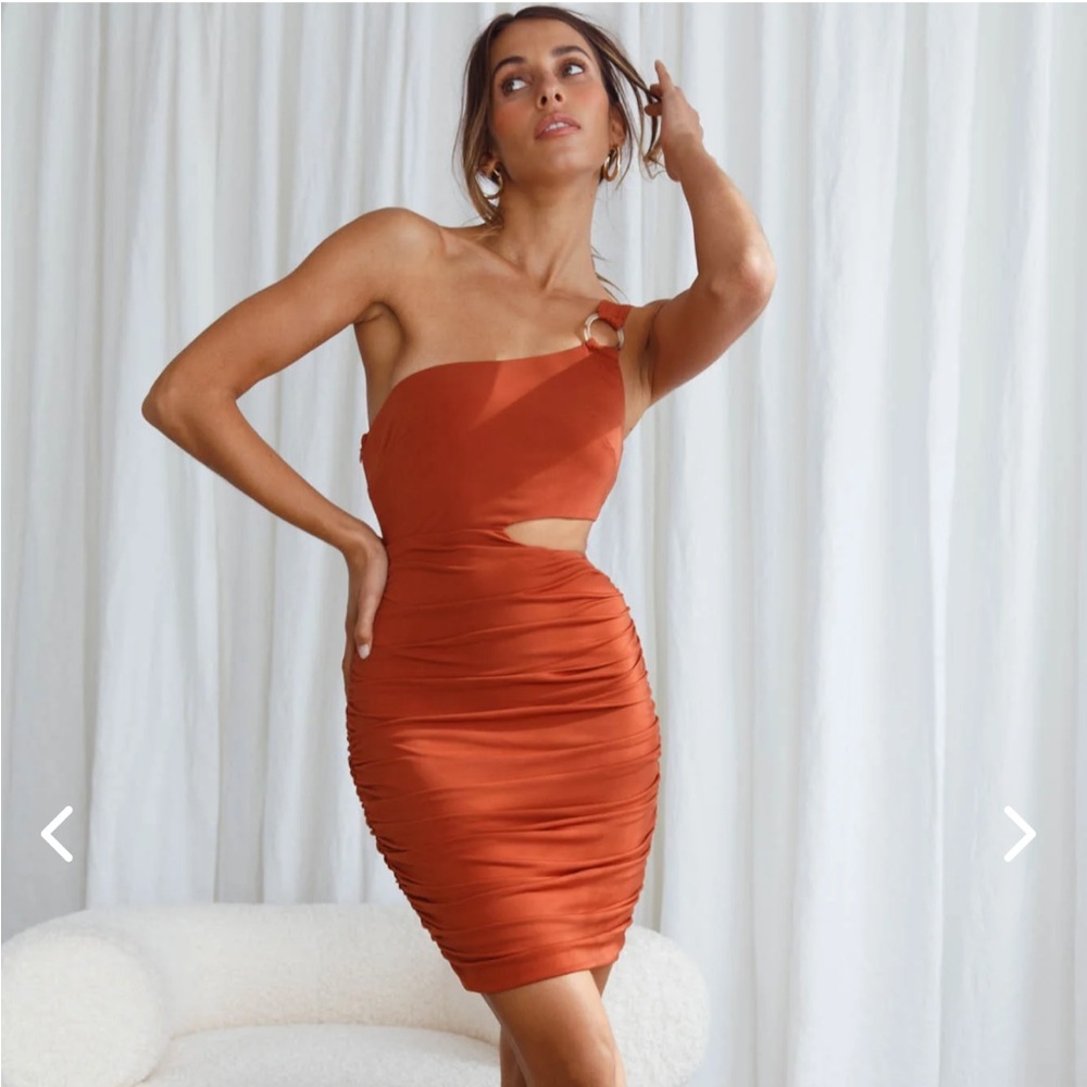City Suite One Shoulder Cut-Out Ruched Mini Dress